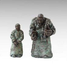 Eastern Statue Traditional Perform Couple Bronze Sculpture Tple-049